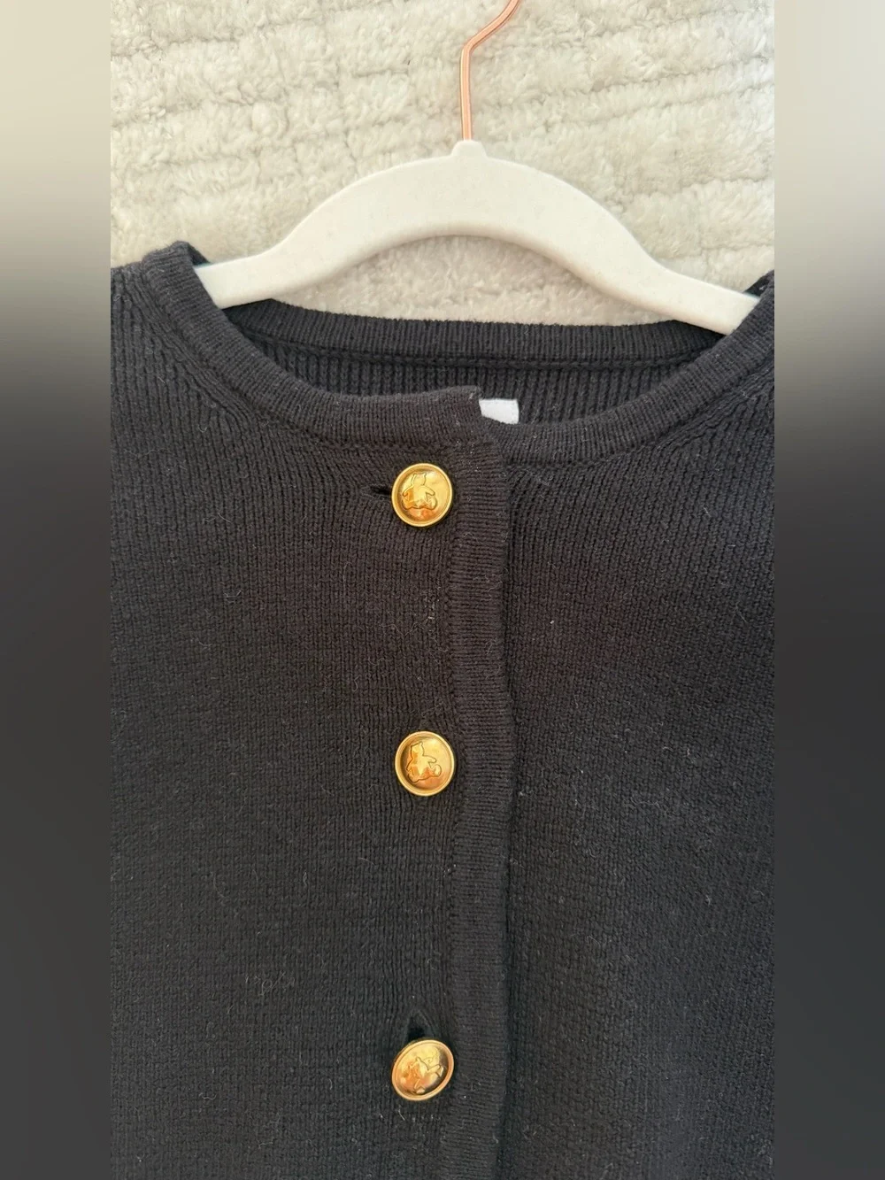 GAP Black Girls' Knit Cardigan with Gold Buttons